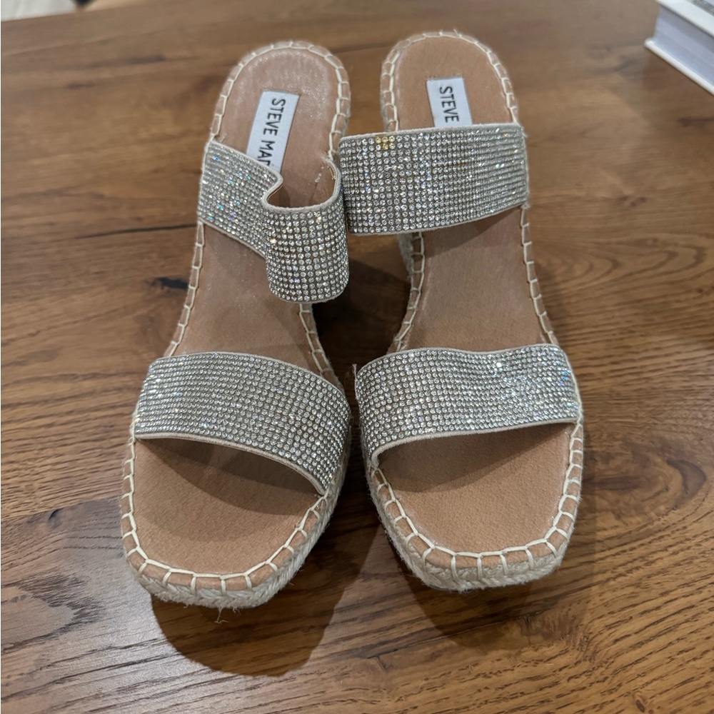 Steve Madden Crystal Espadrille Wedges Size 7.5